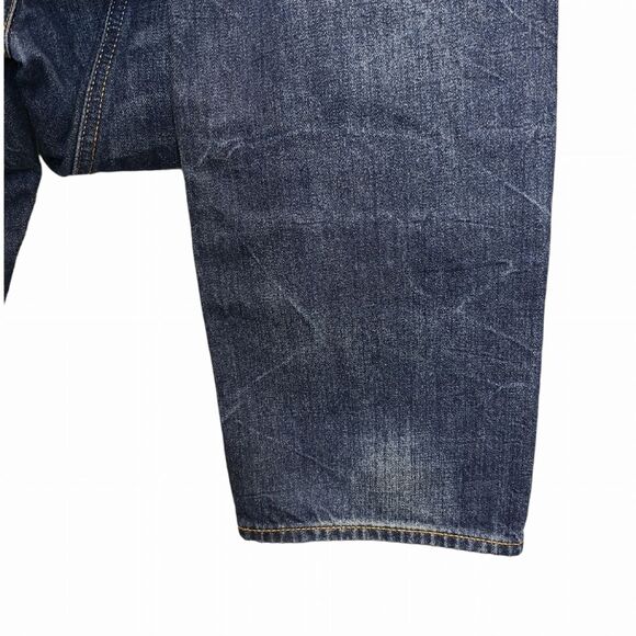 EXPRESS Men's 36x32 Original Slim Fit Distressed Dark Wash Denim Jeans - Picture 12 of 16